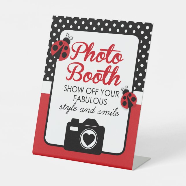 Ladybug Baby Shower or Birthday Photo Booth Party Pedestal Sign (Front)