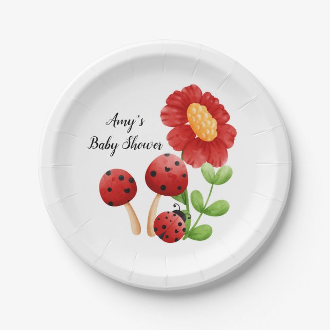 Ladybug Baby Shower Paper Plate (Front)