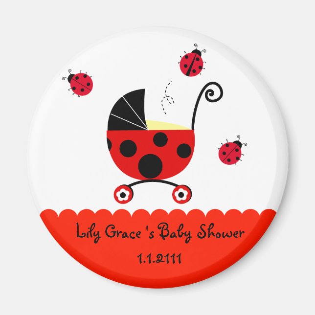Ladybug Baby Shower Party  Favour Magnets (Front)