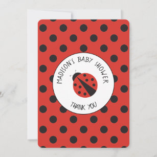 Ladybug Baby Shower Polka Dot Thank You Card