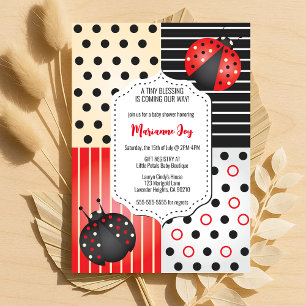Ladybug Baby Shower   Red and Black Polka Dots Invitation