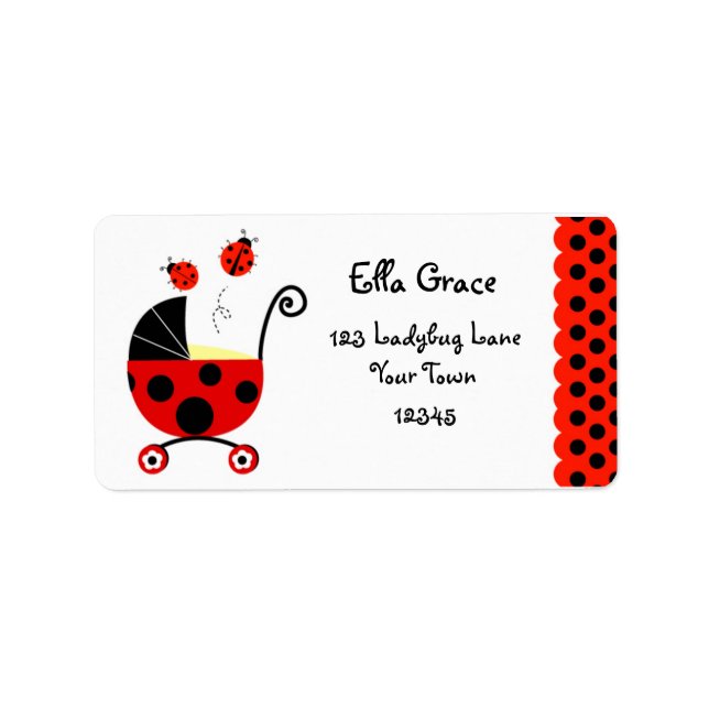 Ladybug Baby Shower Return Address Labels (Front)