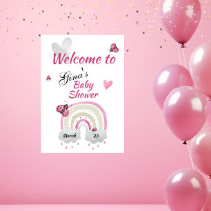 Ladybug Baby Shower Welcome Poster