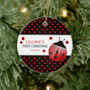 Ladybug Baby's First Christmas Ceramic Ornament