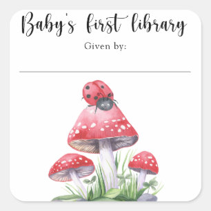 Ladybug - baby's first library square sticker