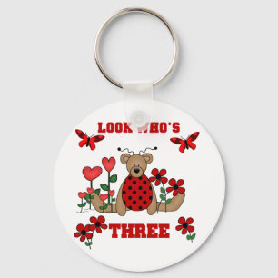 Ladybug Bear 3rd Birthday Tshirts Key Ring