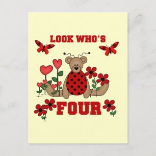 Ladybug Bear 4th Birthday Tshirts and Gifts Postcard