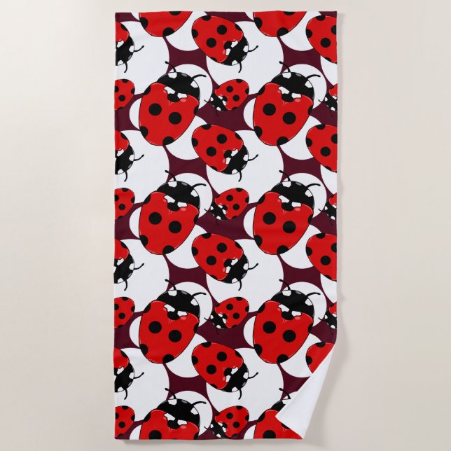 Ladybug Beetle Cute Insect Pattern Beach Towel (Front)