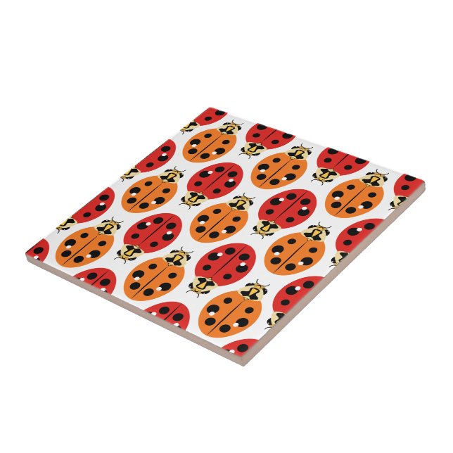 Ladybug Beetles in Orange and Red Tile (Side)