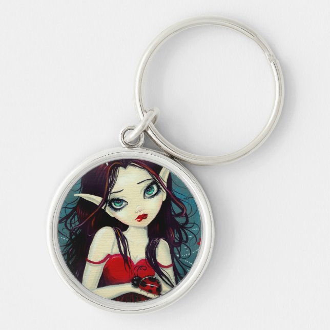 Ladybug Big-Eye Fairy Art Key Ring (Front)