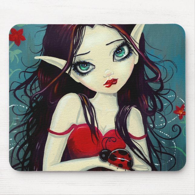 Ladybug Big-Eye Fairy Art Mouse Pad (Front)