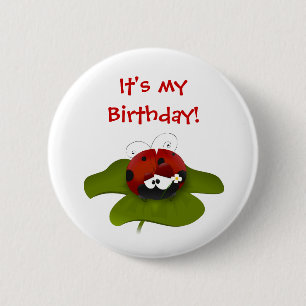 Ladybug Birthday Button