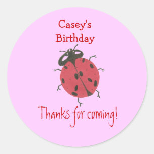 Ladybug birthday favour label