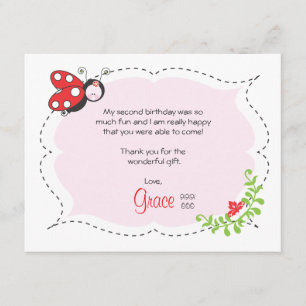 Ladybug Birthday Flat Thank You Note