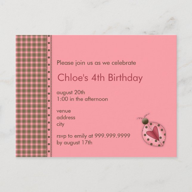 Ladybug • Birthday Invitation (Front)