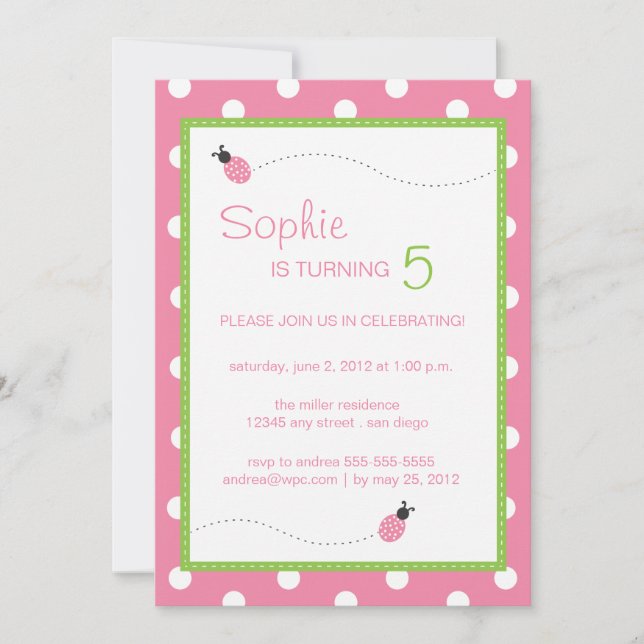 Ladybug Birthday Invitation (Front)