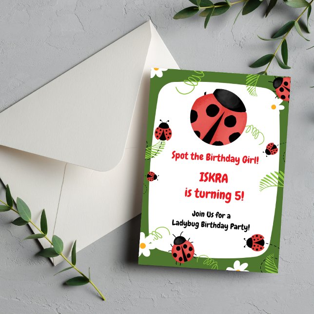 Ladybug Birthday Invitation Girl Editable (Creator Uploaded)
