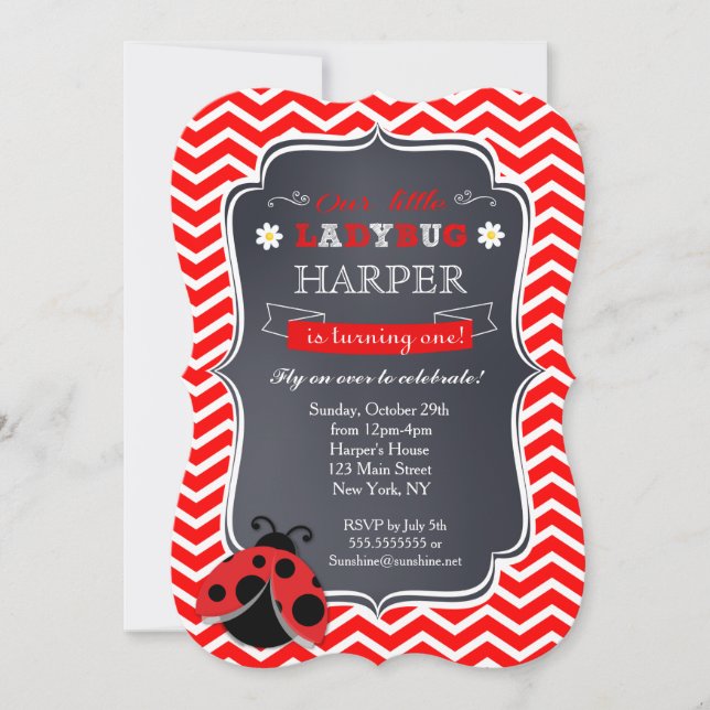 Ladybug  Birthday Invitations (Front)