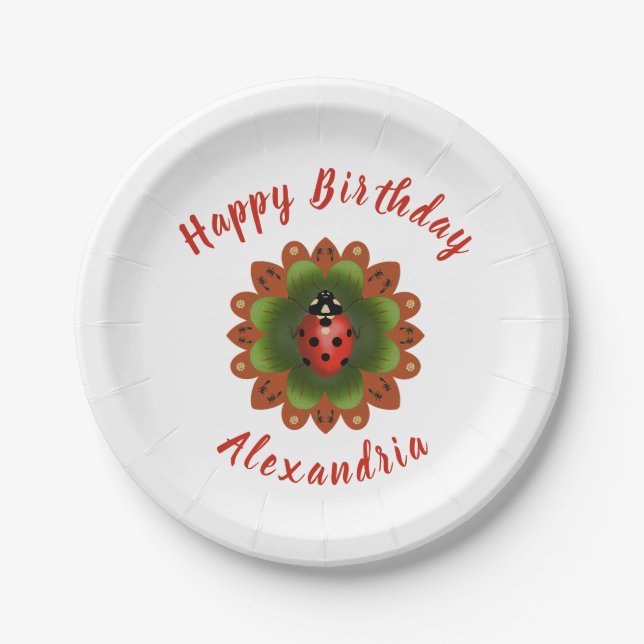 Ladybug Birthday Paper Plate (Front)