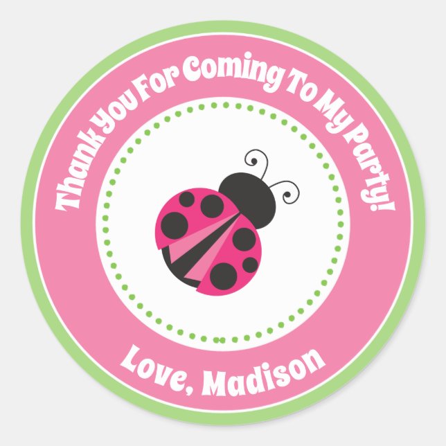 Ladybug Birthday Party Favour Stickers (Front)