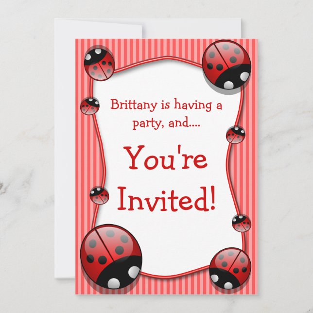 Ladybug Birthday Party Invitation (Front)