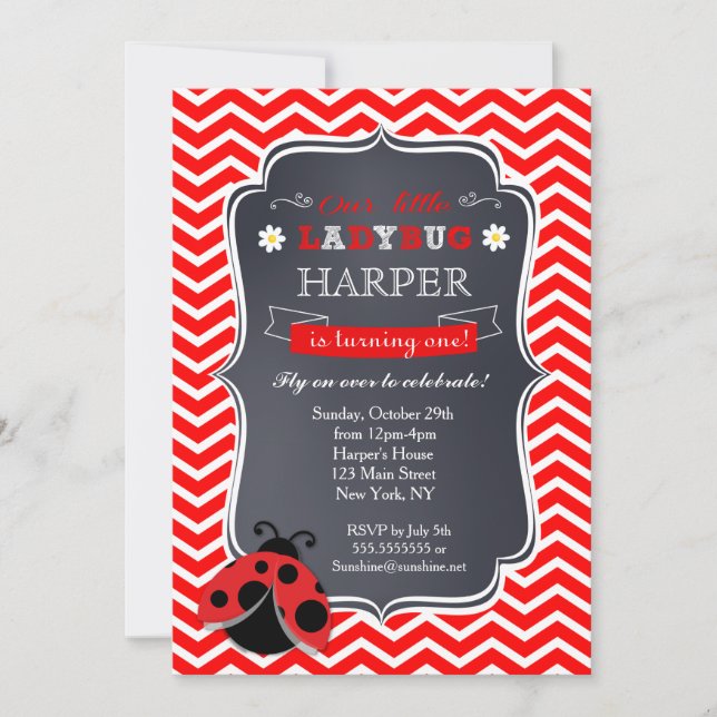 Ladybug  Birthday Party Invitations (Front)