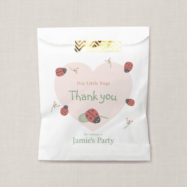 Ladybug Birthday Party Personalised Favour Bag (Ladybird Meadow - Ladybug Party Favor Bag)