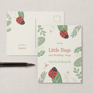 Ladybug Birthday Party Thank You Postcard