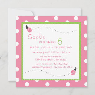 Ladybug Birthday Square Invitation