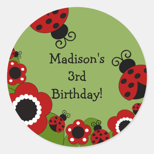 Ladybug Birthday Sticker (Front)