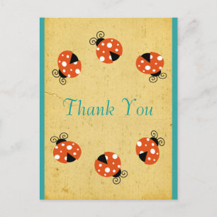 Ladybug Birthday Thank You Postcard