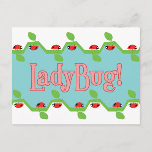 Ladybug Blue Background Postcard