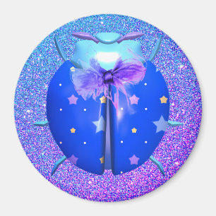 Ladybug blue star cute glitter look gradient magnet