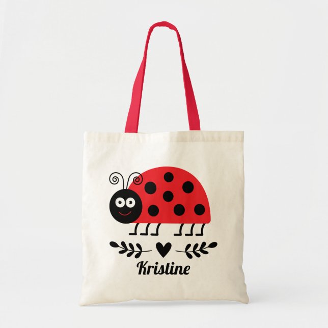 Ladybug Book Reading Gift Tote Bag (Front)