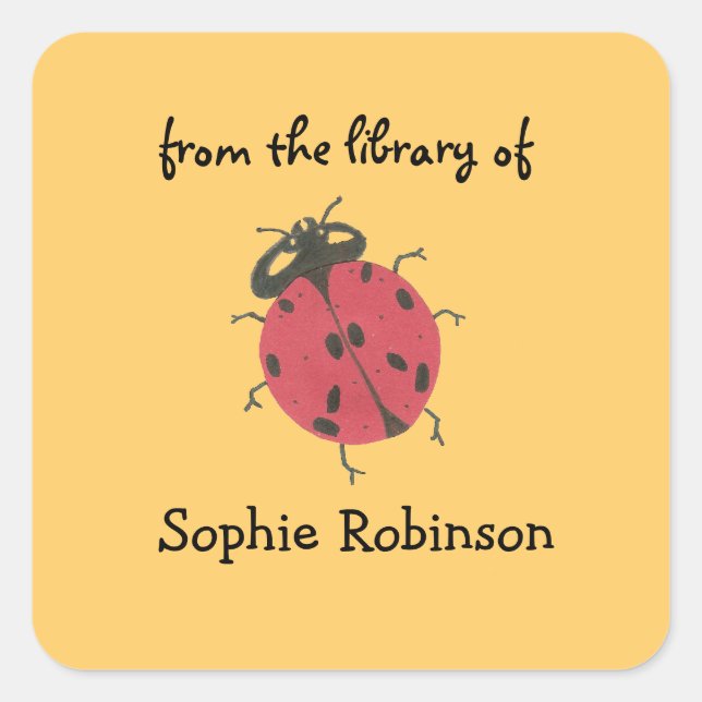Ladybug bookplate labels - peach (Front)