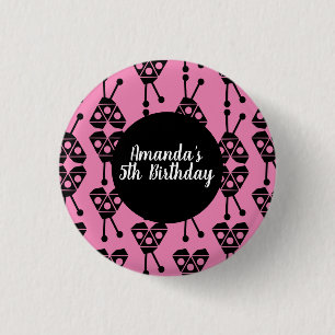 Ladybug Bug Insect Geometrical Birthday Party Pink 3 Cm Round Badge