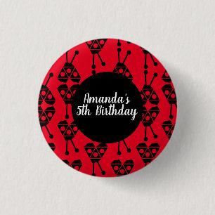 Ladybug Bug Insect Geometrical Birthday Party Red 3 Cm Round Badge