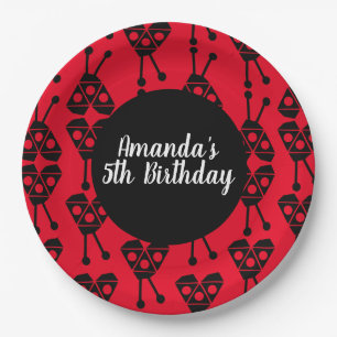 Ladybug Bug Insect Geometrical Birthday Party Red Paper Plate