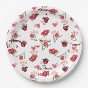 Ladybug, Butterfly and Tulip Heart Pattern Paper Plate