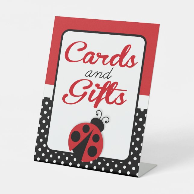 Ladybug Cards & Gifts Birthday or Baby Shower Pedestal Sign (Front)