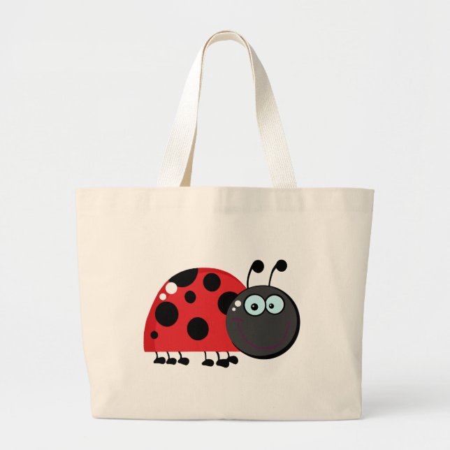 Ladybug Cartoon Character Large Tote Bag (Front)