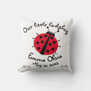 Ladybug Cartoon Cute Birth Stat Red White Black Th Cushion