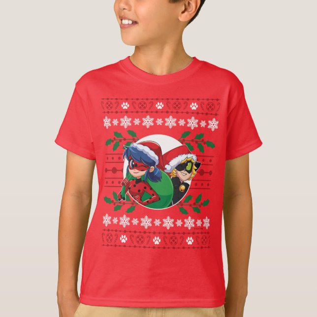 Ladybug & Cat Noir | Holiday Graphic T-Shirt (Front)