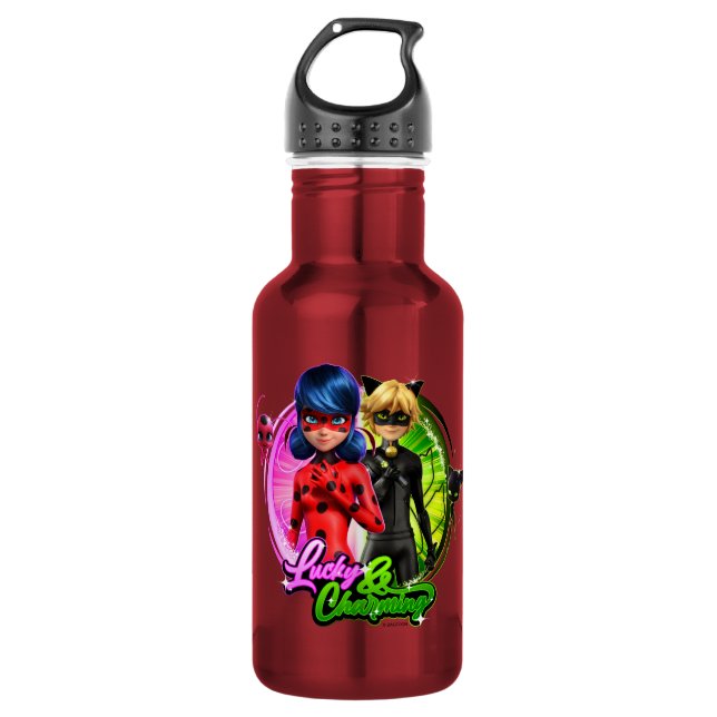 Ladybug & Cat Noir | Lucky & Charming 532 Ml Water Bottle (Front)