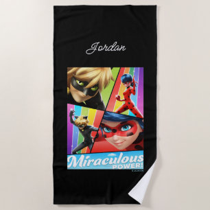 Ladybug & Cat Noir   Miraculous Power! Beach Towel
