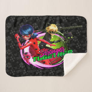 Ladybug & Cat Noir   Stronger Together Sherpa Blanket