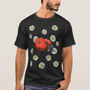Ladybug Chamomile Marguerites Retro Daisies Flower T-Shirt
