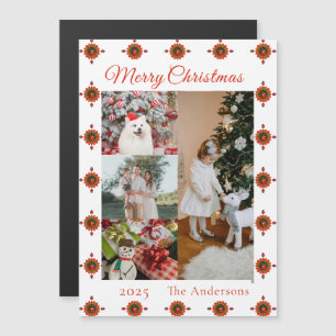 Ladybug Christmas Photo Collage Magnetic Card