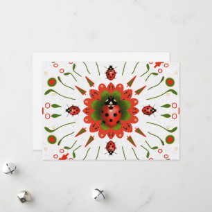 Ladybug Christmas Red Green White Holiday Card