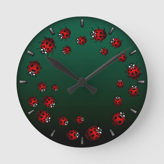 Ladybug Clock Cute Ladybug Ladybird Bug Wall Clock (Front)